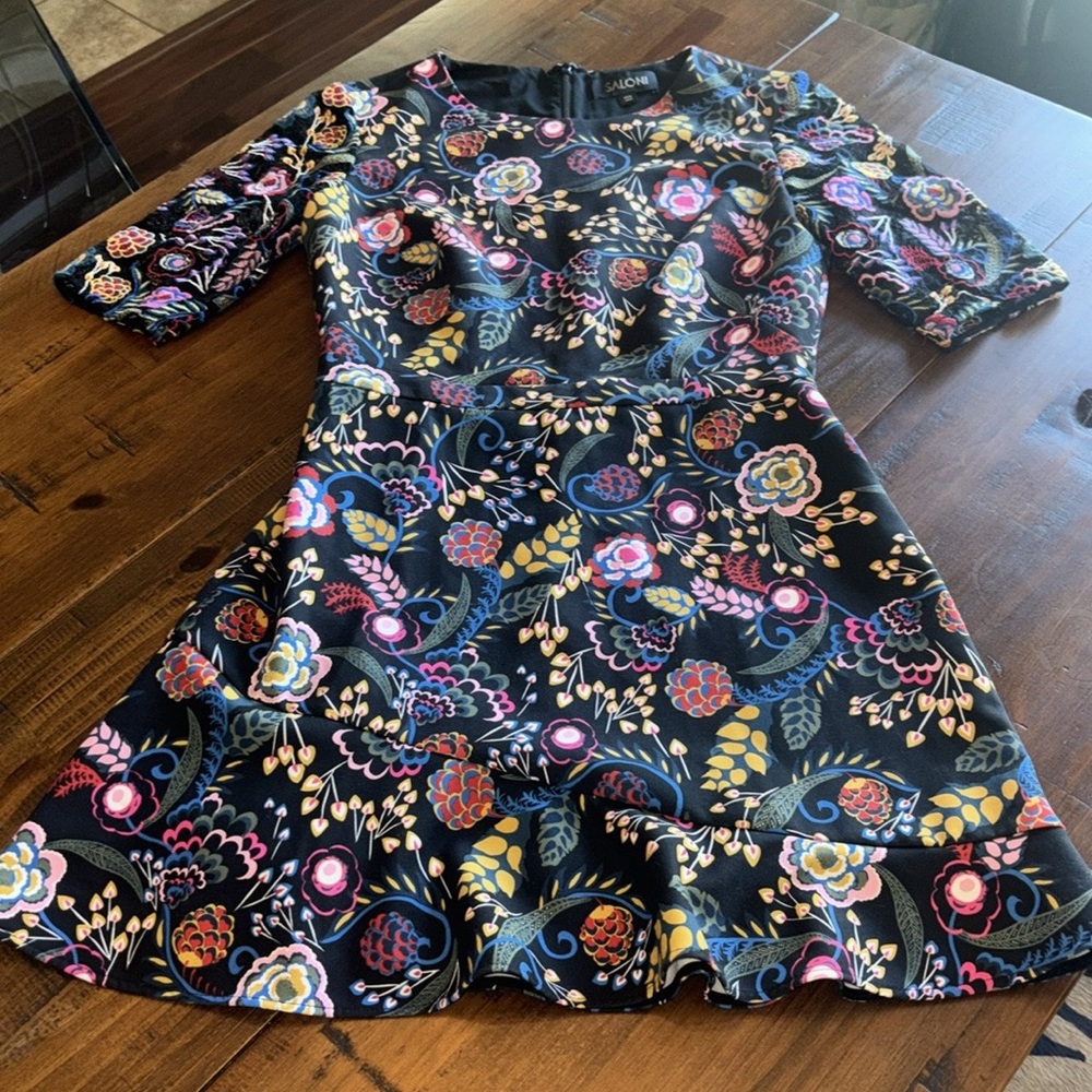 Saloni Floral Fit and Flare Dress